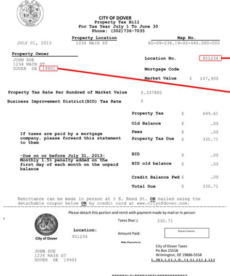 city of dover tax bill.